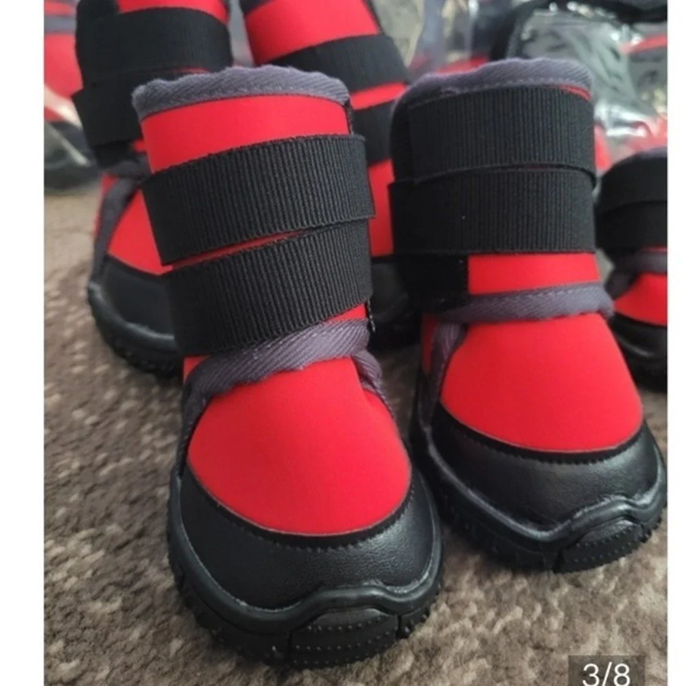 Red and Black Protective Dog Booties Secure Fit Outdoor Paw Shoes Size 1